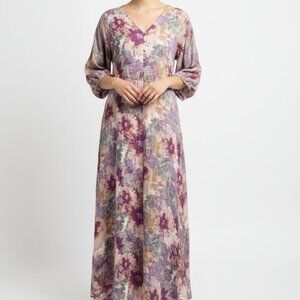 Calme Floral Cotton Maxi Dress Multicolor Vintage‎ Boho Style – nwot Small